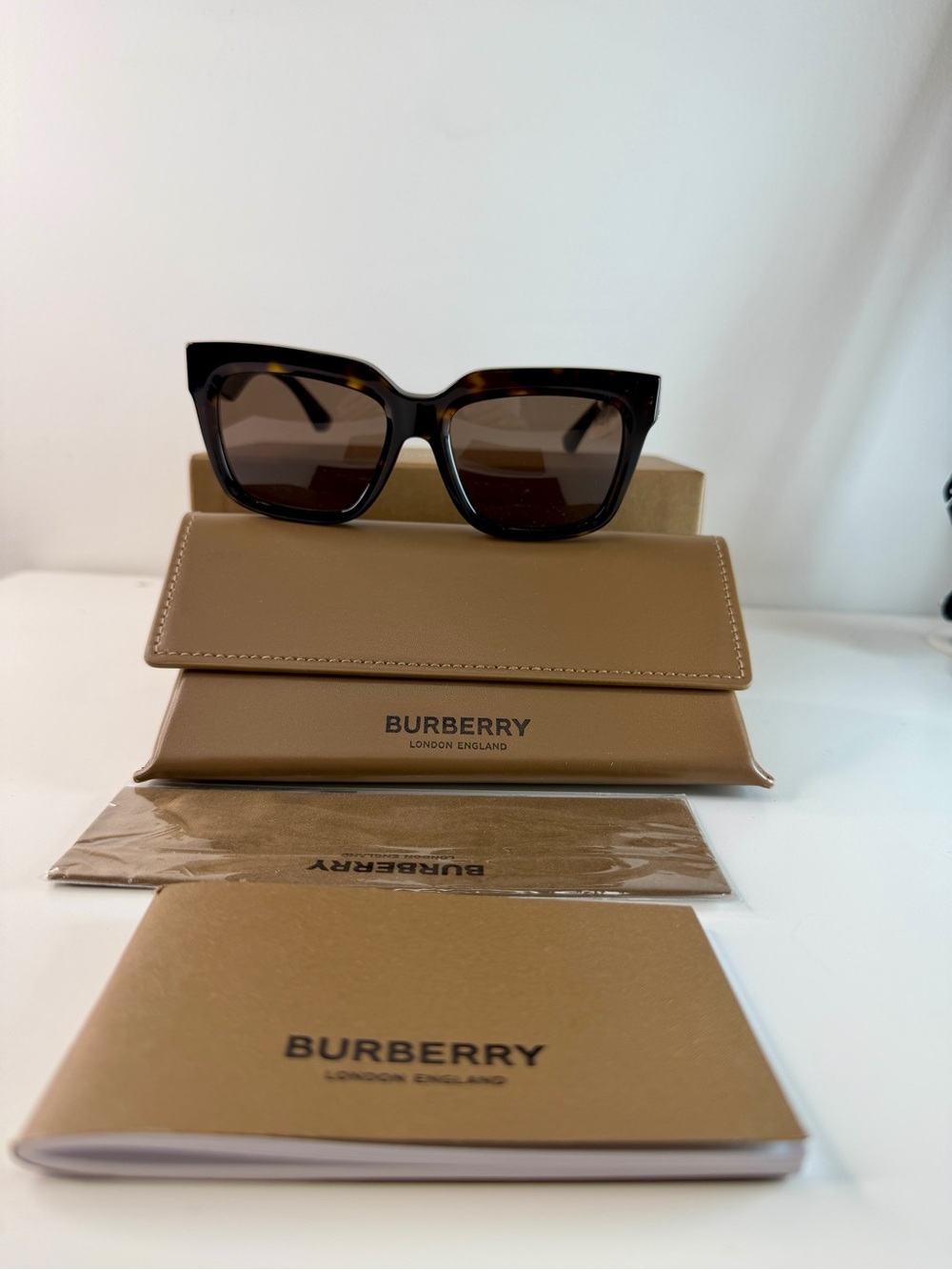 Burberry BE4419 54mm Square Sunglasses Dark Havana Brown Lens Women - Picture 9 of 11
